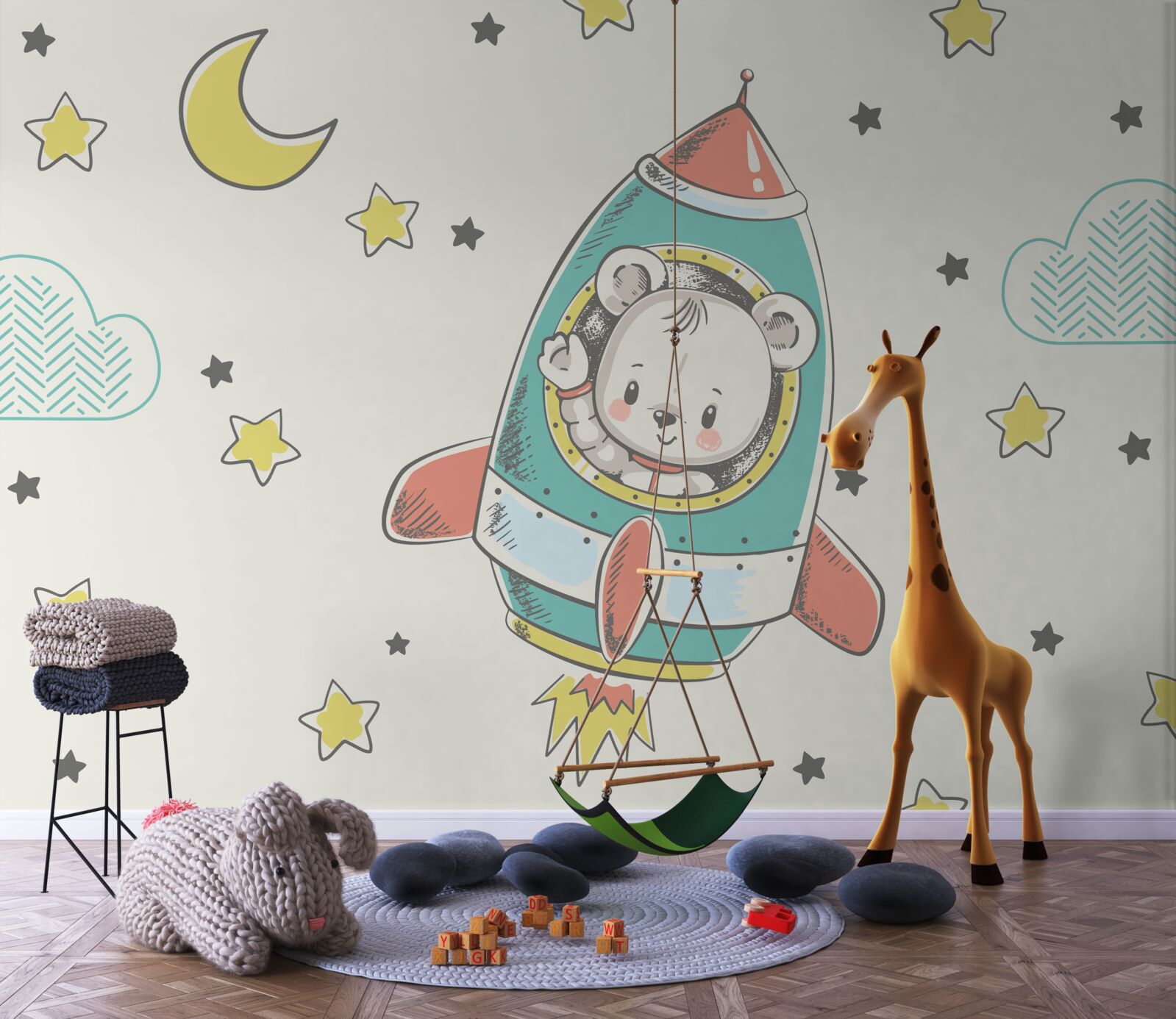 Papier peint jeune astronaute dans un vaisseau spatial