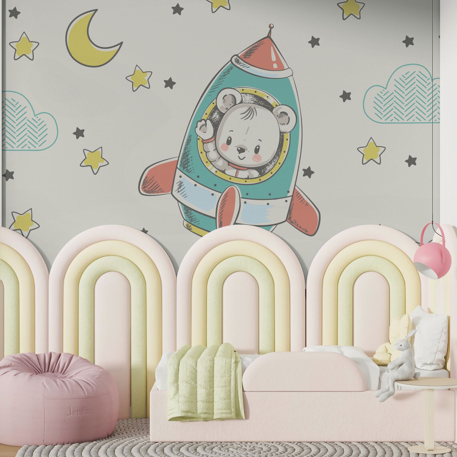 Papier peint jeune astronaute dans un vaisseau spatial