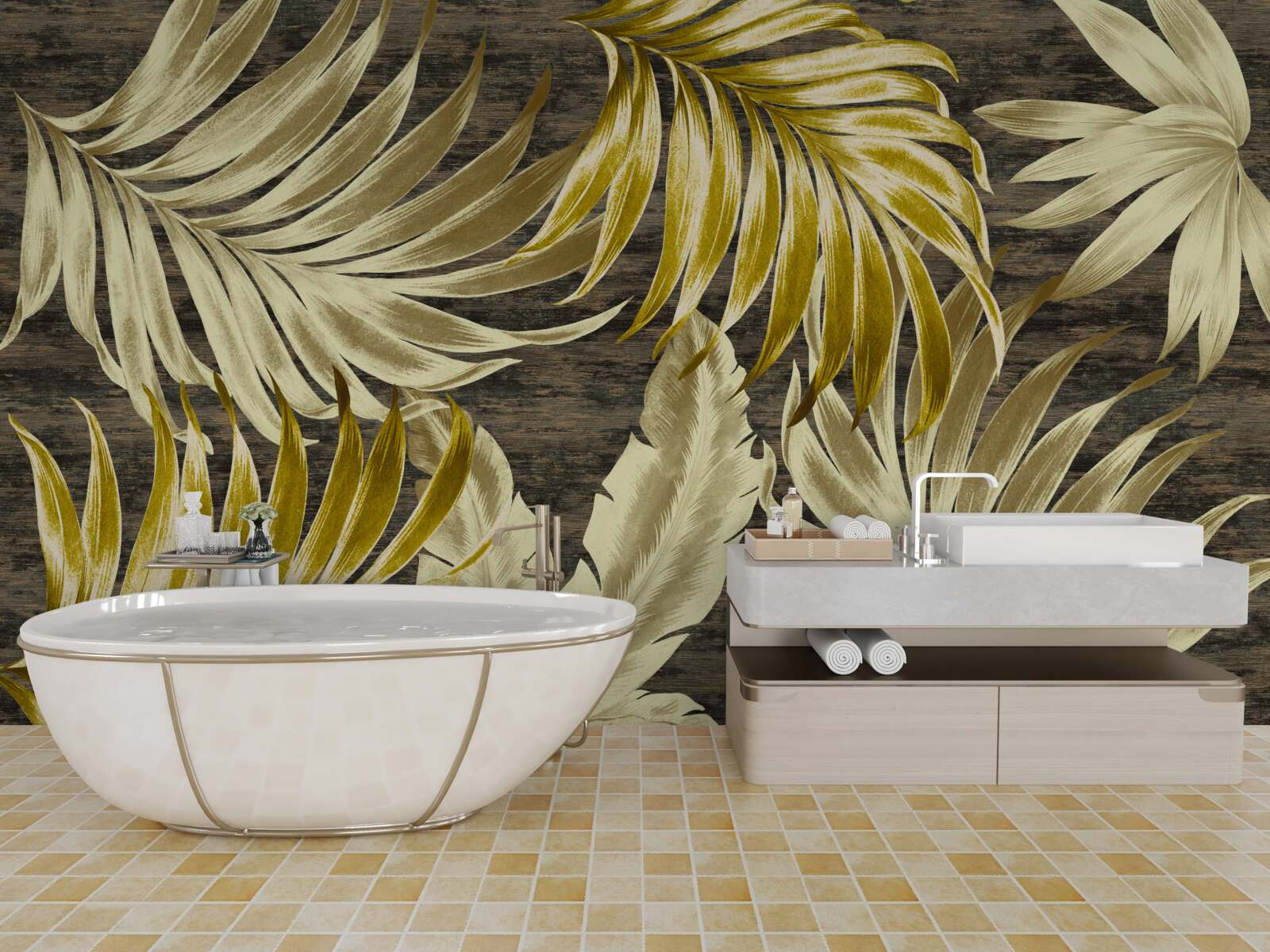 Papier peint feuilles d'arbres tropicaux