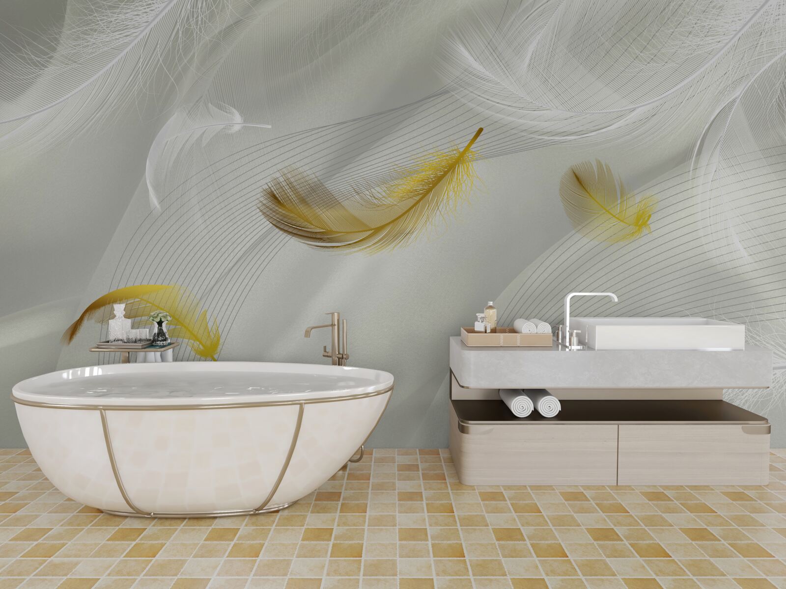 Papier peint ailes d'or en vol