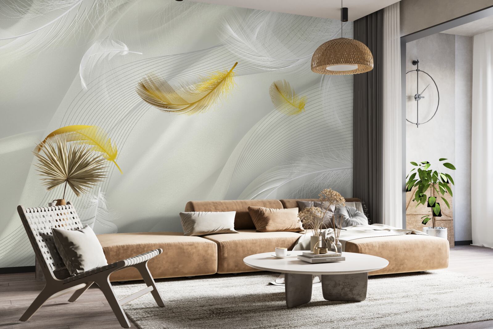 Papier peint ailes d'or en vol