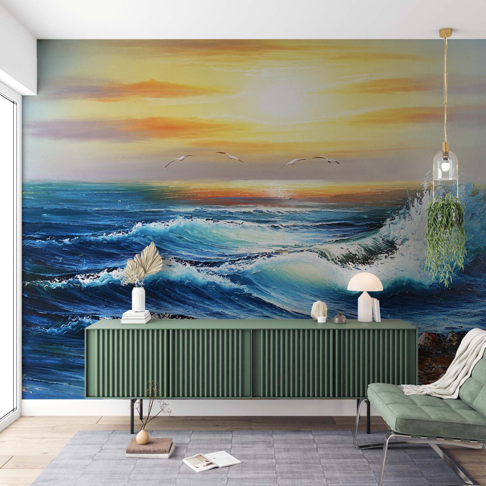 Papier peint vagues de l'océan en colère