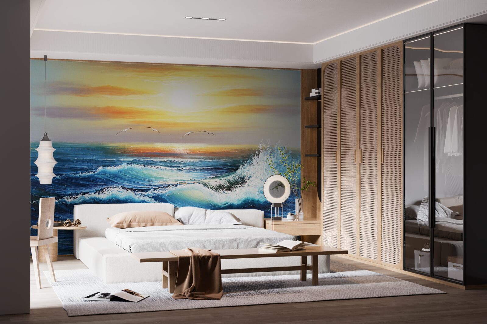 Papier peint vagues de l'océan en colère