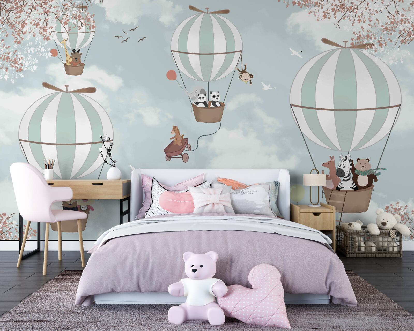 Papier peint ballons avec animaux