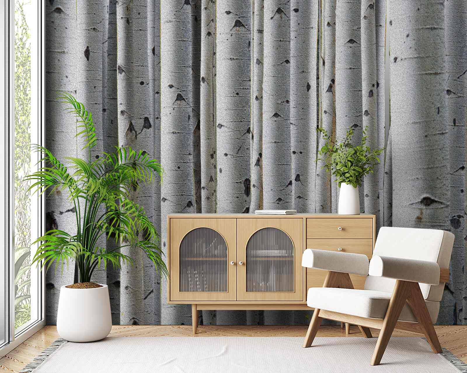 Papier peint forêt de bouleaux