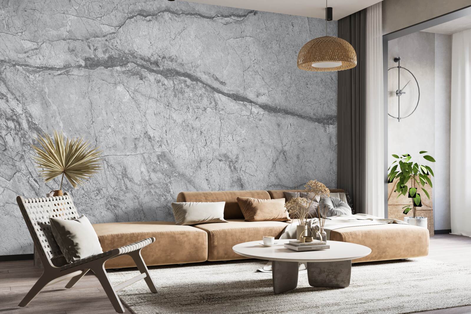 Papier peint marbre gris