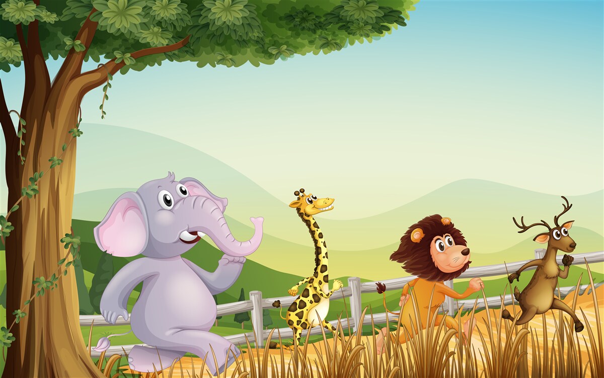 Papier peint animaux pour enfants en mouvement
