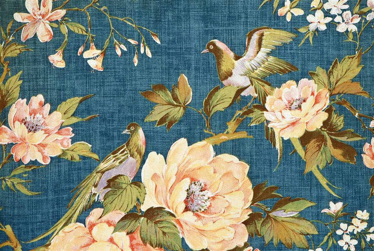 Papier peint deux perroquets parmi les roses