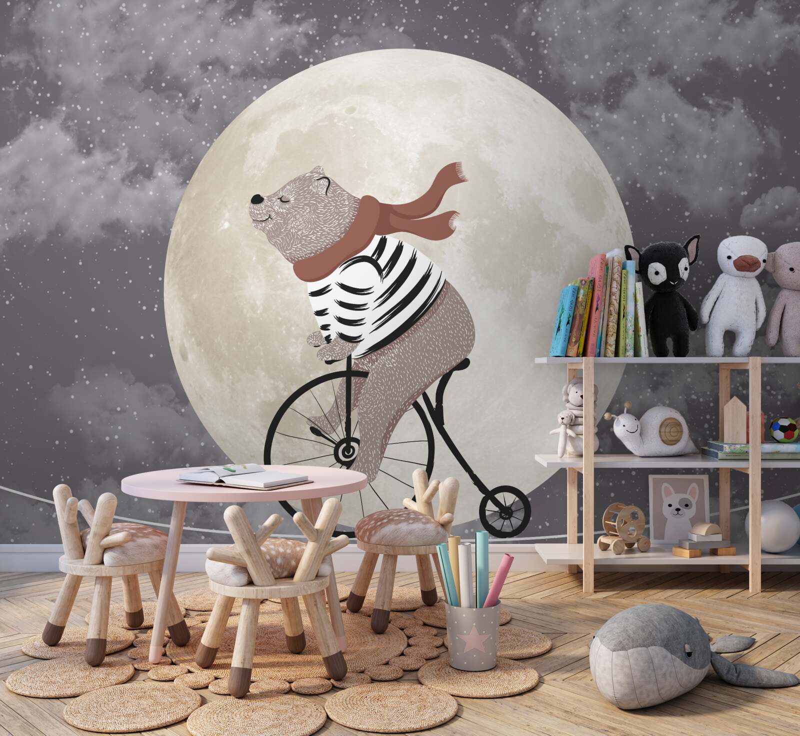 Papier peint panda de cirque sur un vélo