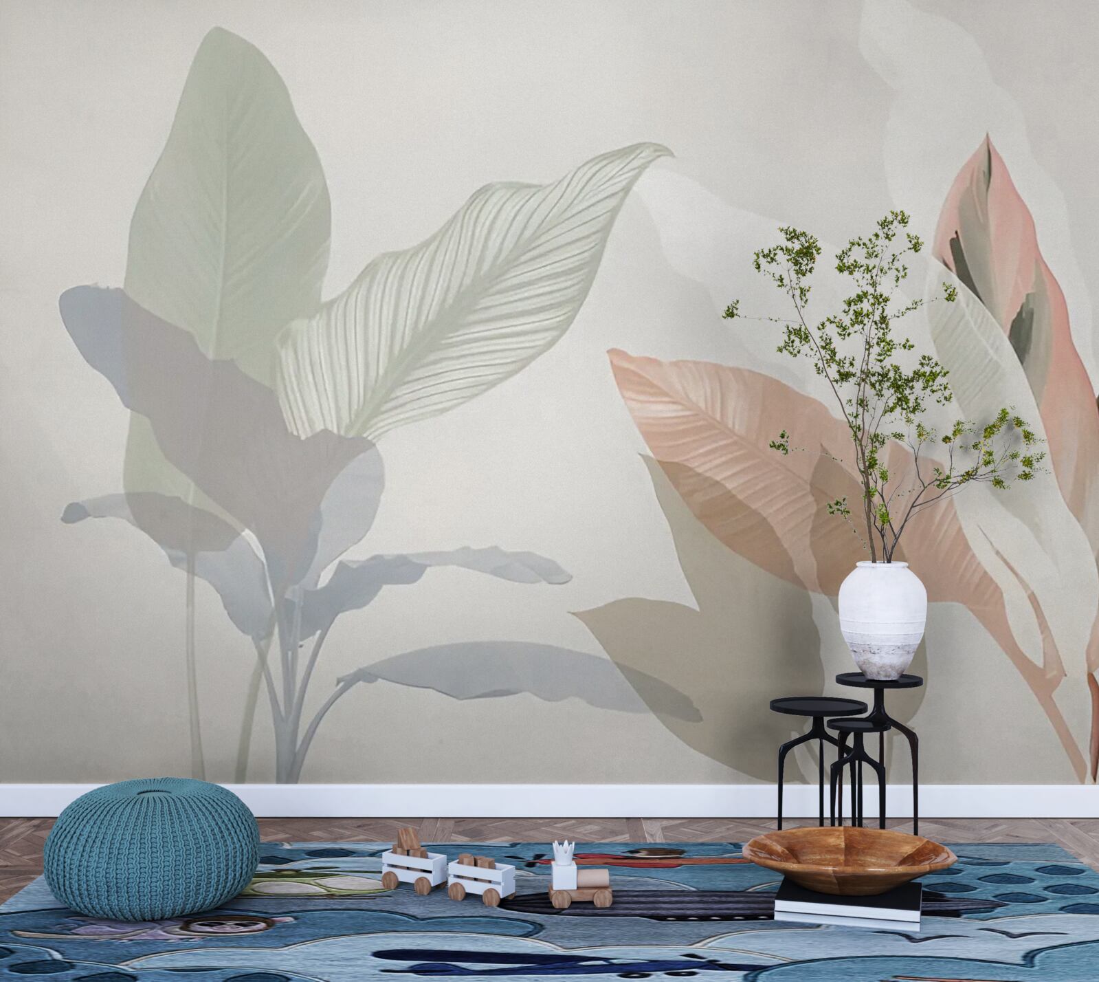 Papier peint grandes feuilles de palmier