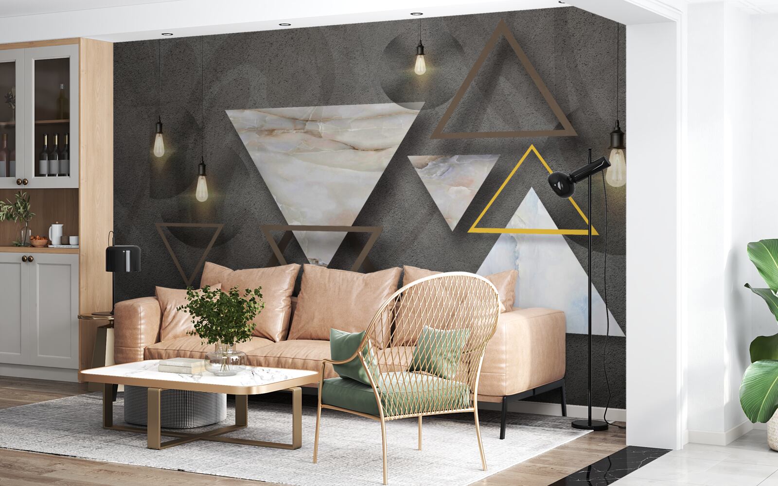 Papier peint triangles entre les bulbes
