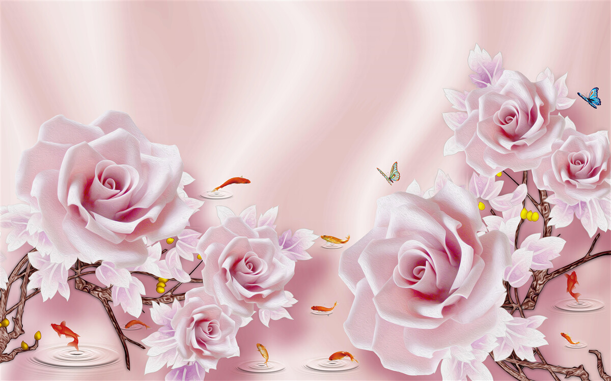Papier peint des roses roses pâles reposent sur de la soie douce