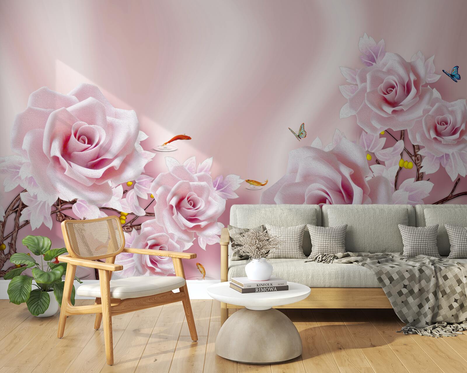 Papier peint des roses roses pâles reposent sur de la soie douce