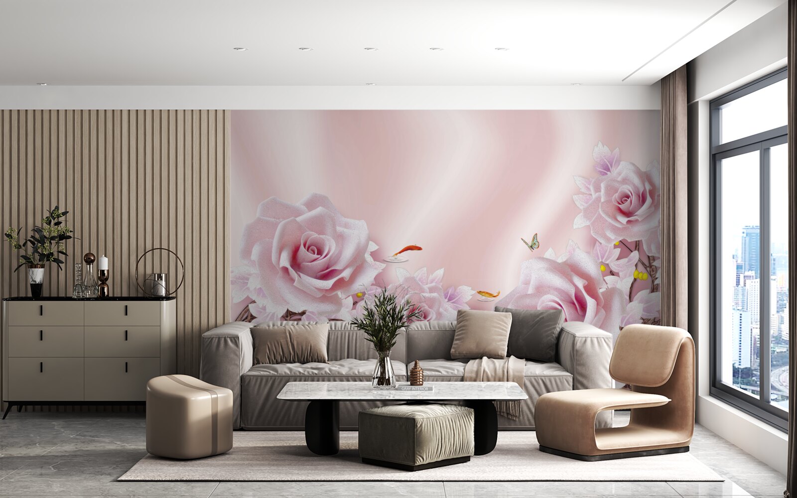 Papier peint des roses roses pâles reposent sur de la soie douce