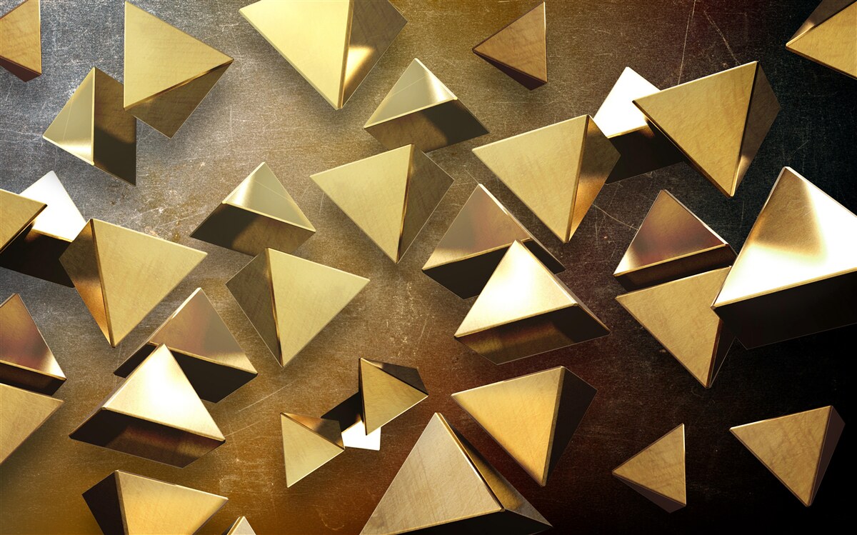 Papier peint petits triangles dorés étendus