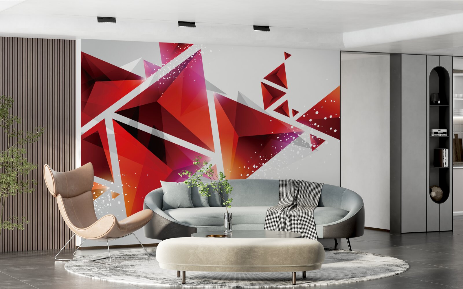 Papier peint triangles avec beaucoup de rouge