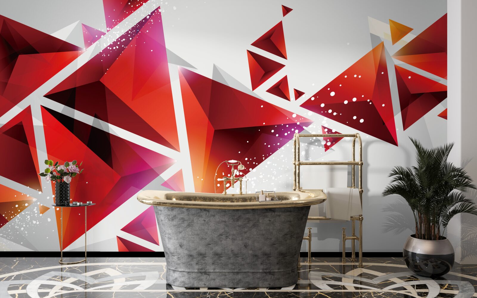 Papier peint triangles avec beaucoup de rouge