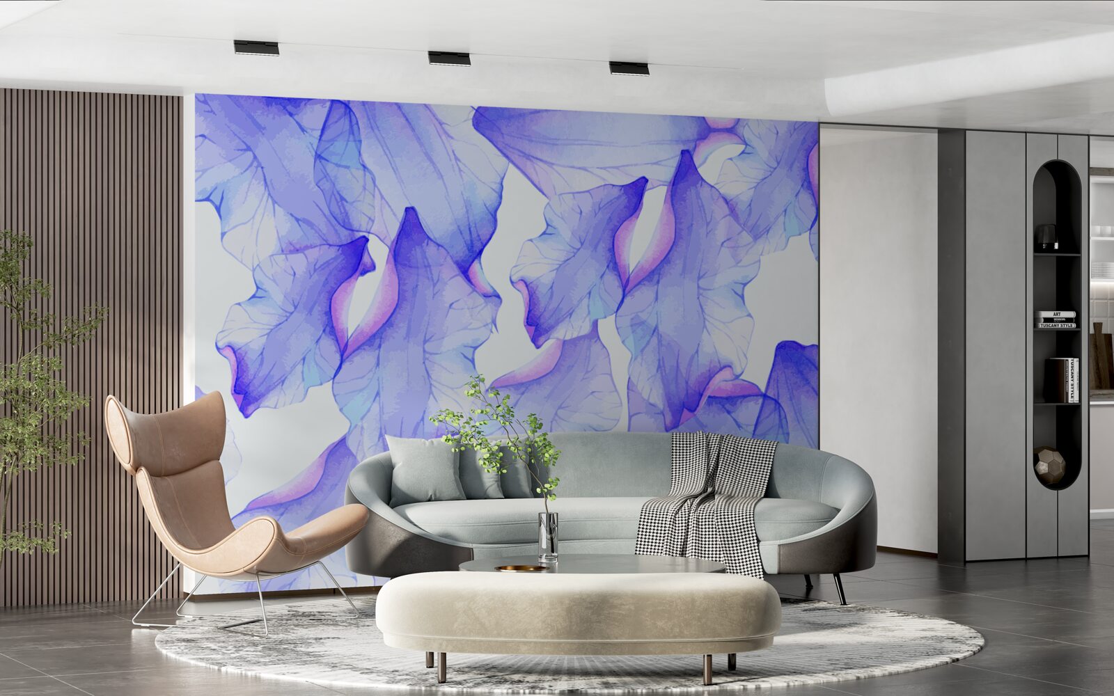 Papier peint boutons de fleurs avec une teinte violette transparente