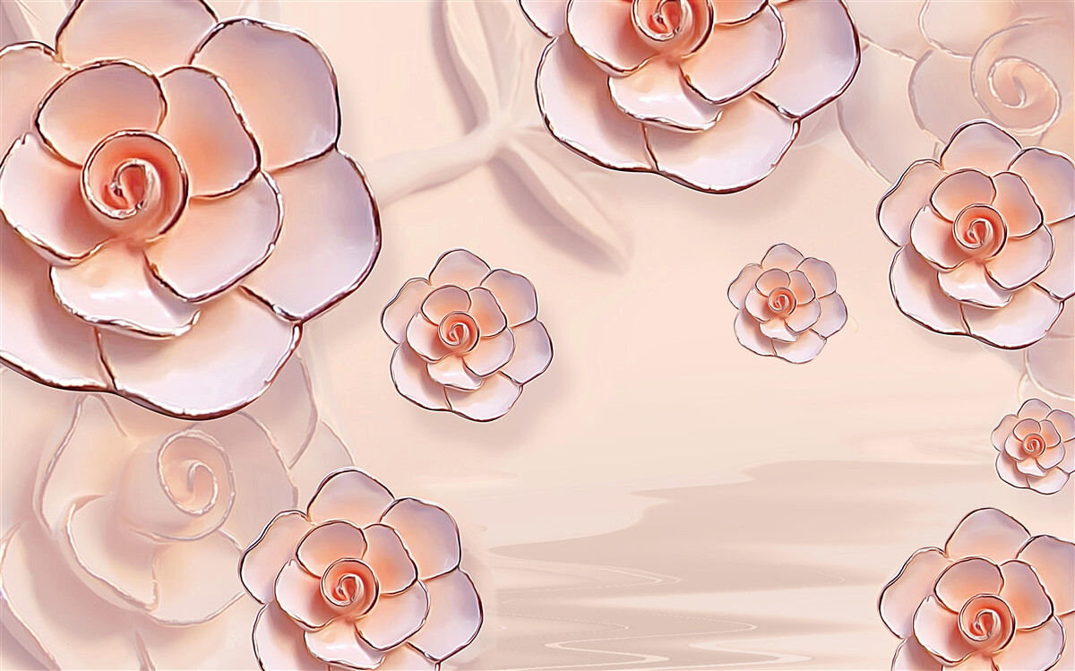 Papier peint roses en porcelaine rose