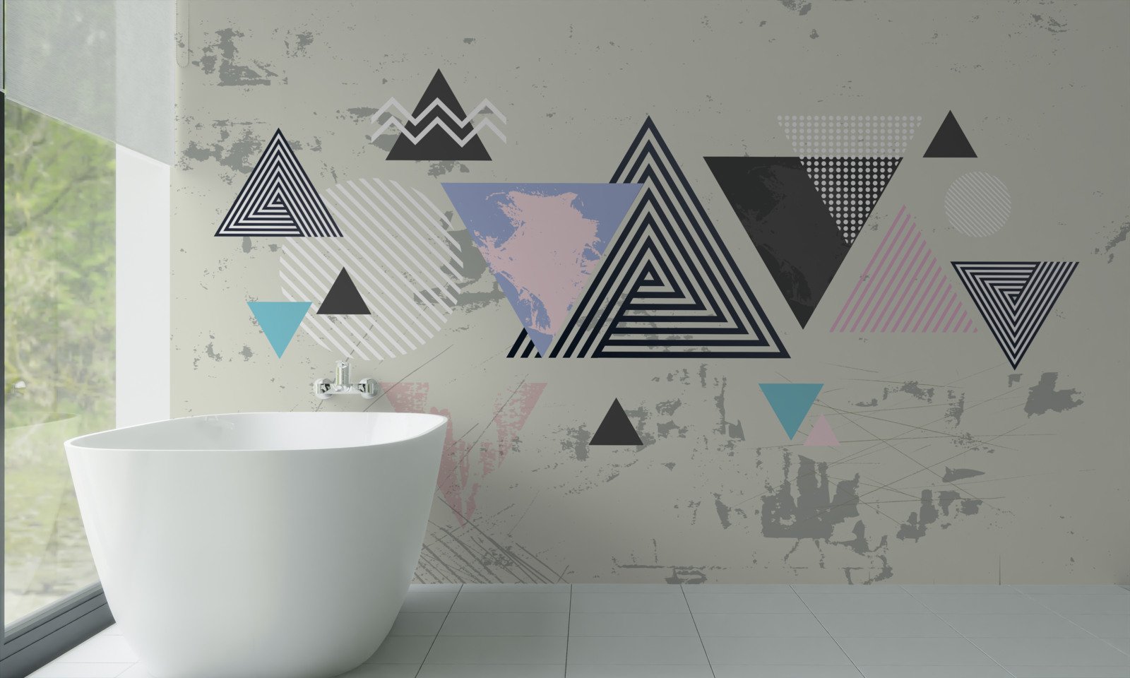 Papier peint formes triangulaires sur fond gris