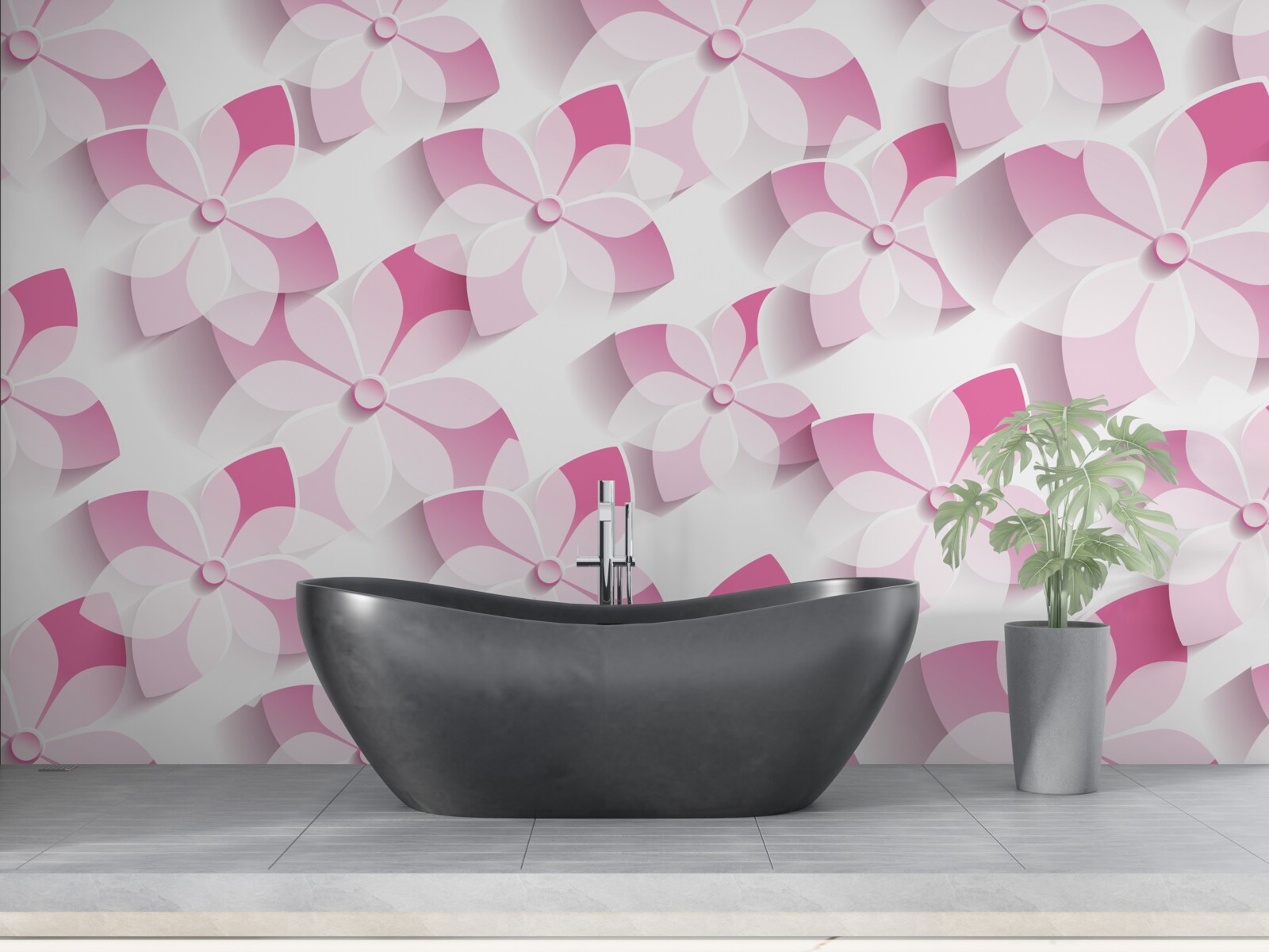 Papier peint fond dans des tons floraux roses