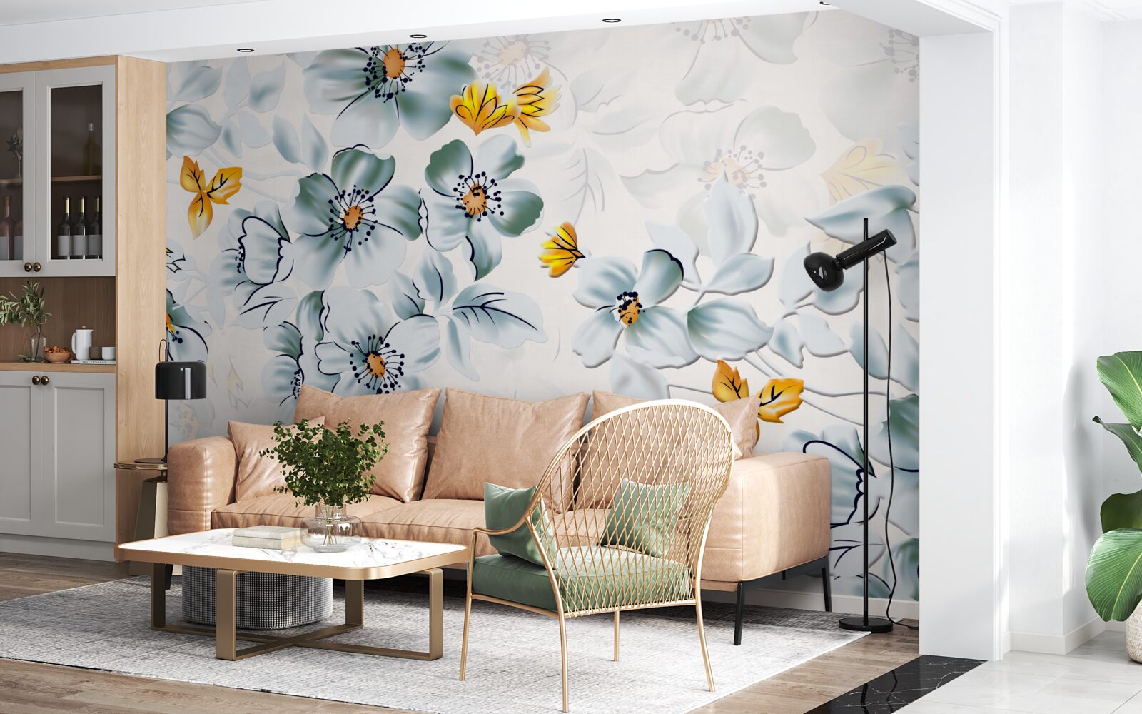 Papier peint les fleurs s'ouvrent tendrement