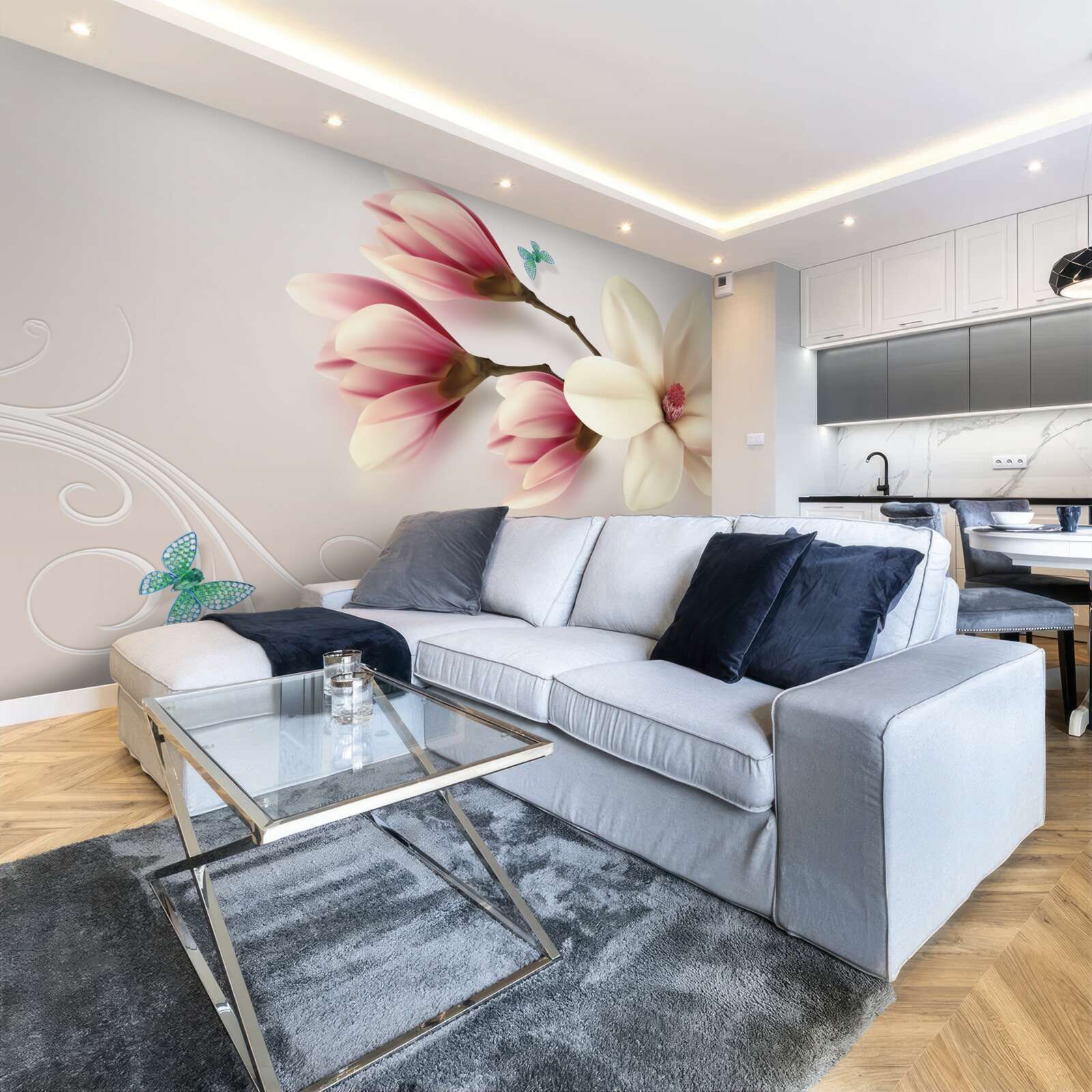 Papier peint magnolia blanc en pleine floraison