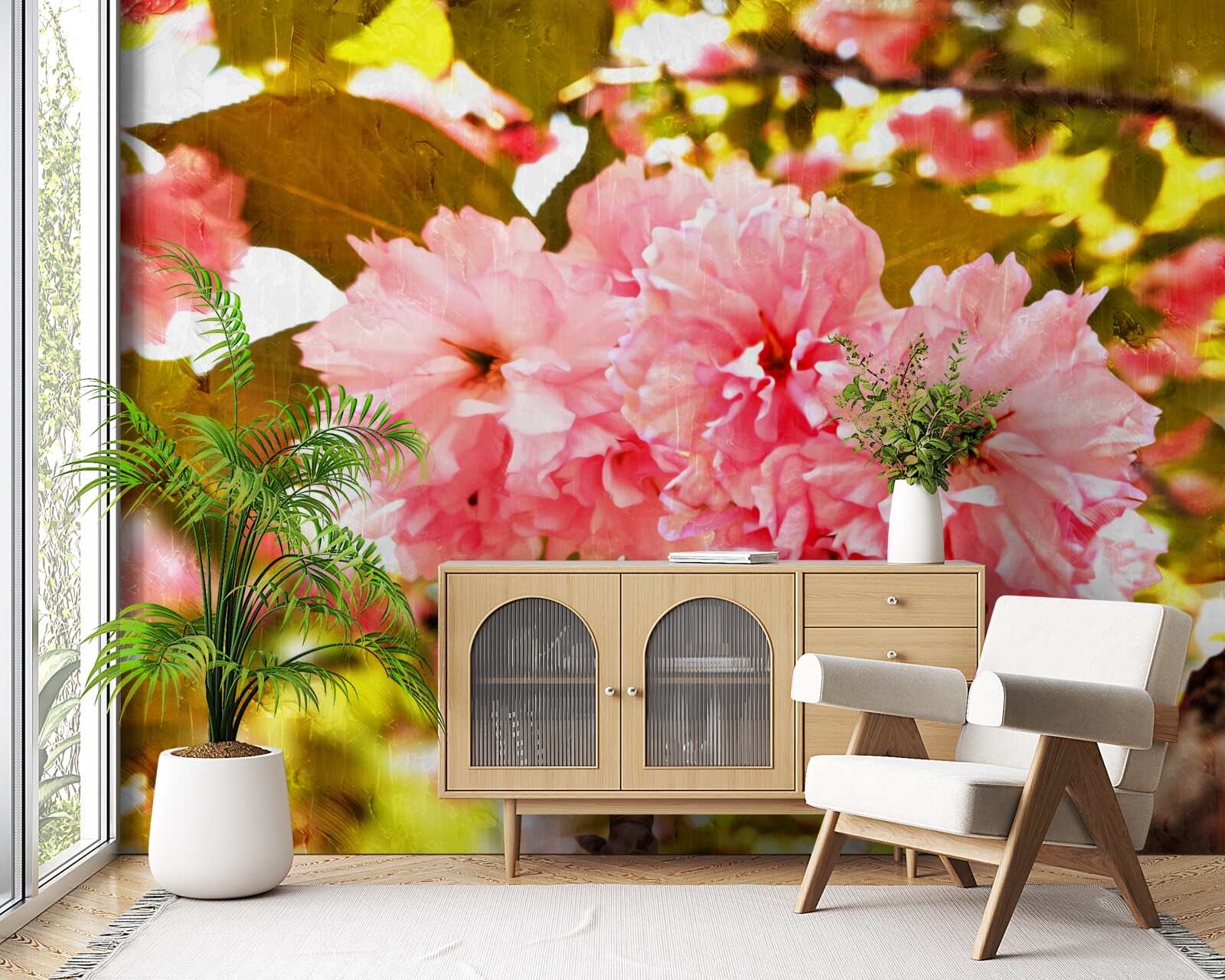 Papier peint kanzan sakura en pleine floraison
