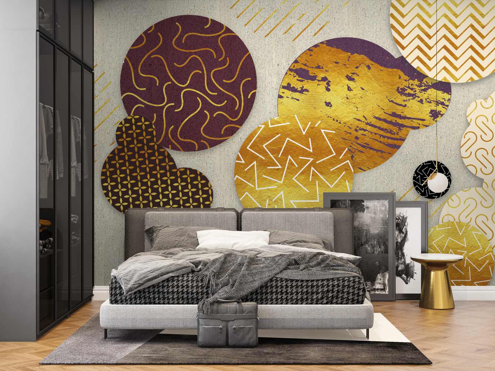 Papier peint peintures abstraites dans les tons de brun et de violet
