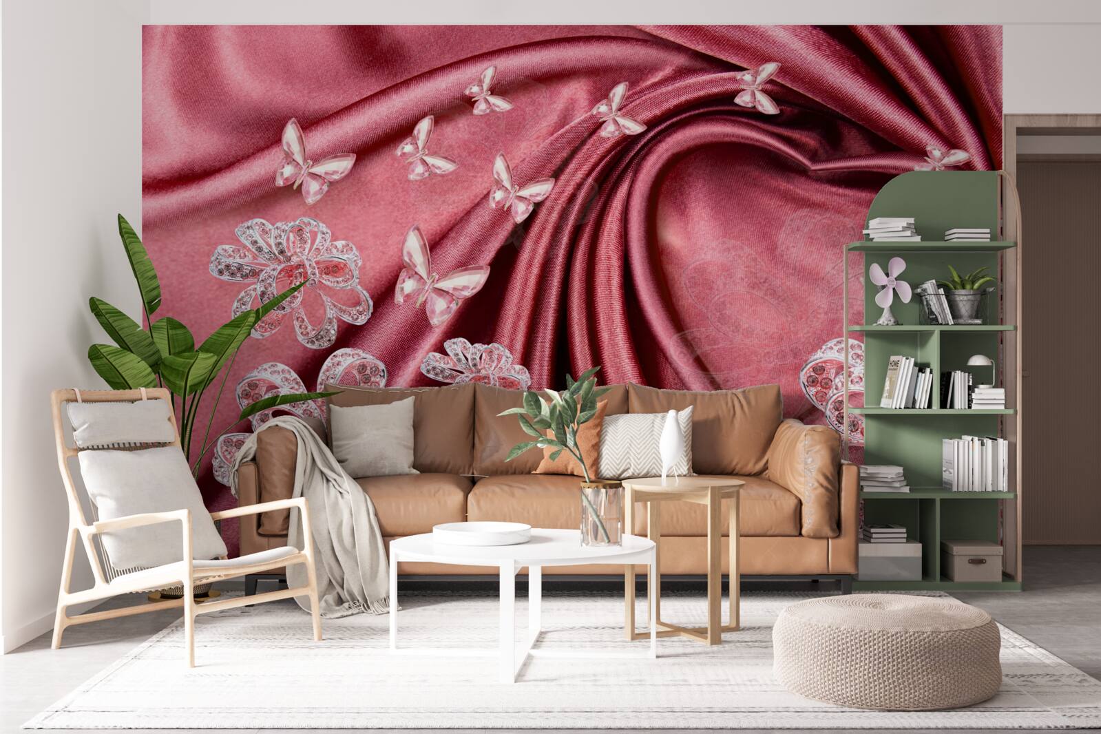 Papier peint décorations florales sur soie