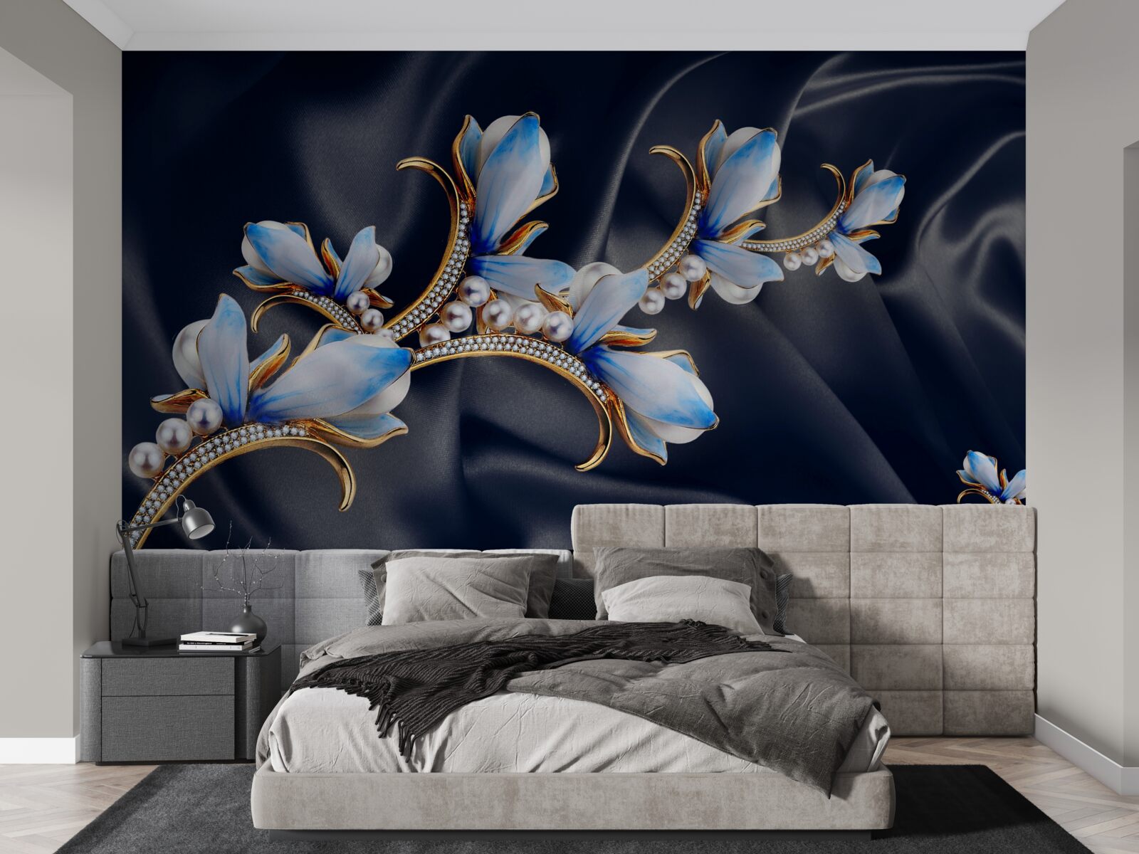 Papier peint les branches d'un magnolia qui n'a pas encore ouvert ses fleurs bleues