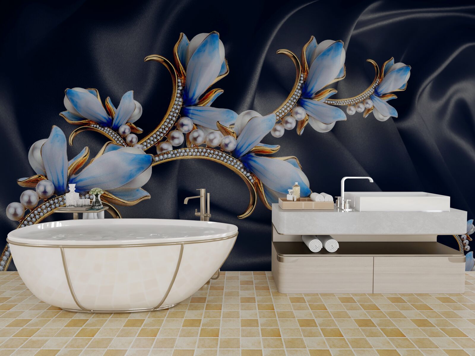 Papier peint les branches d'un magnolia qui n'a pas encore ouvert ses fleurs bleues