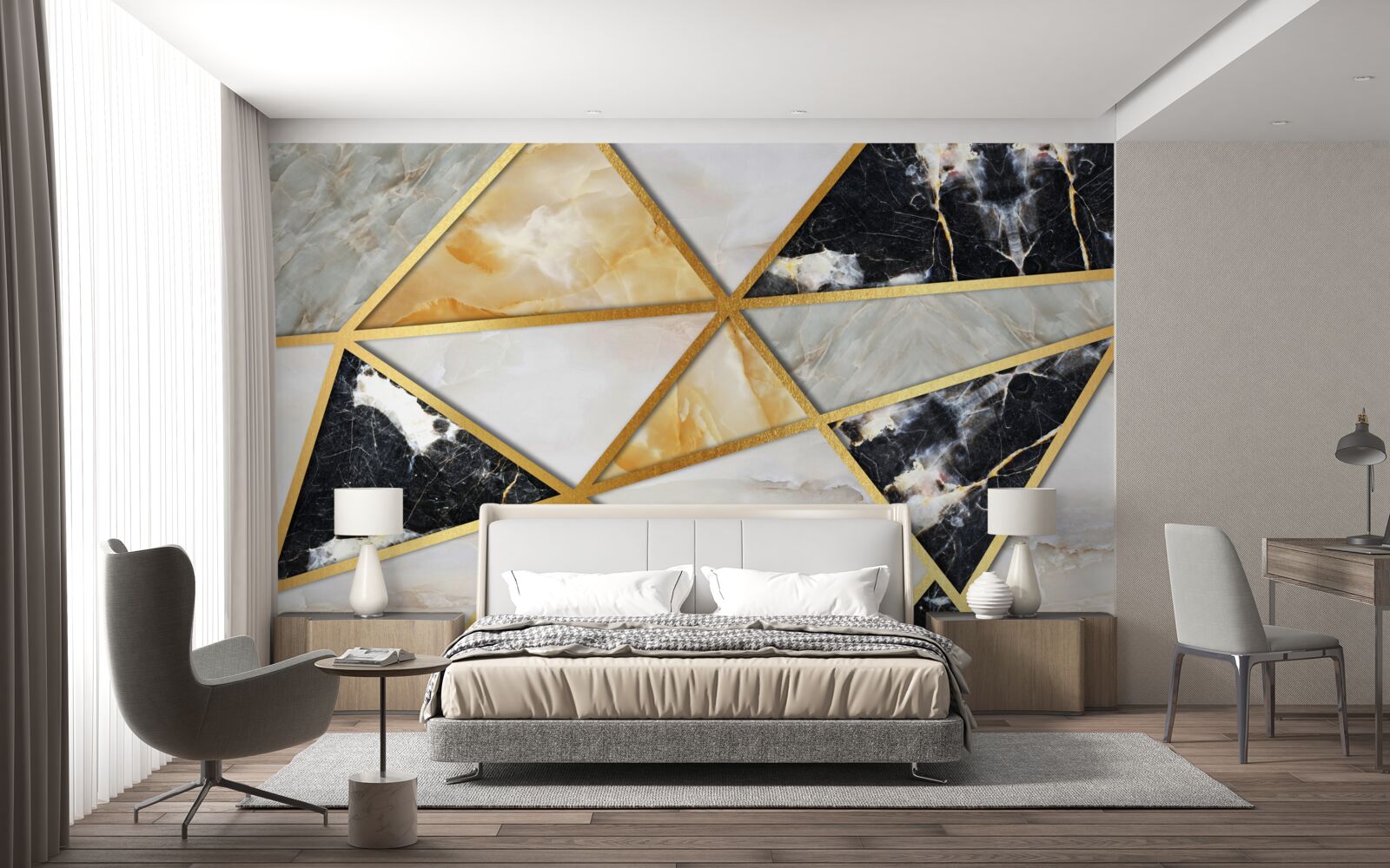 Papier peint fond de marbre avec motif géométrique