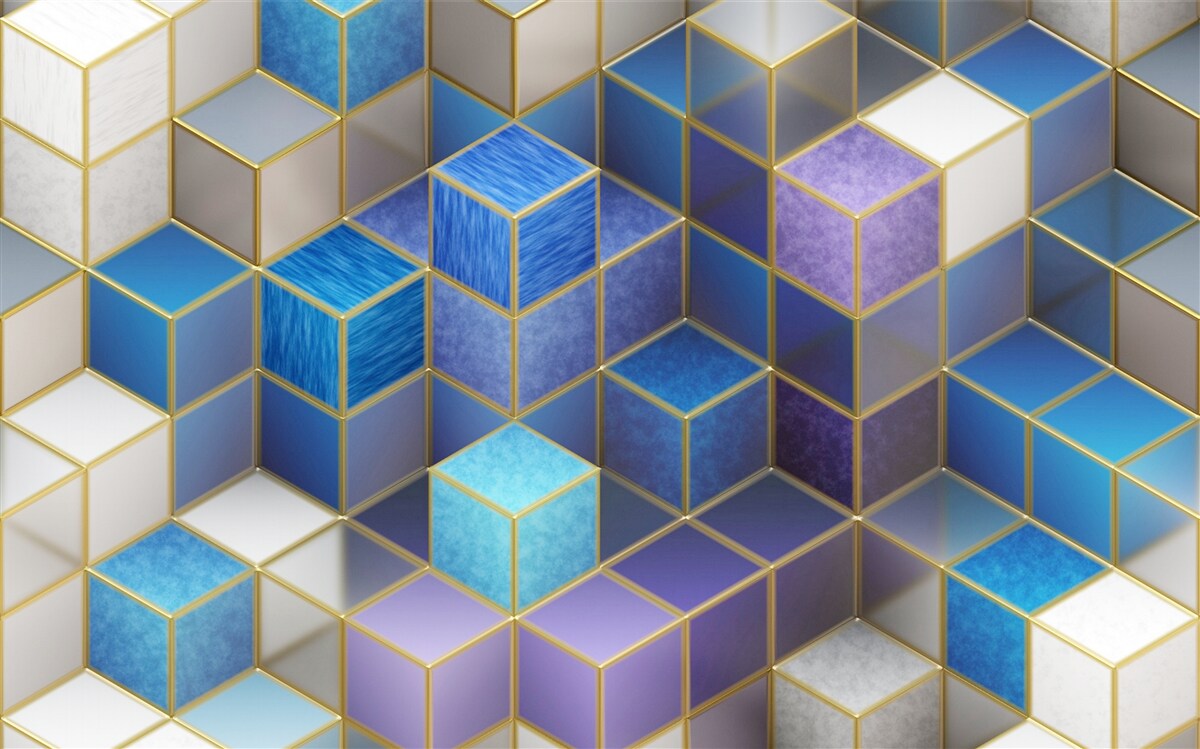 Papier peint collection de cubes de différentes couleurs