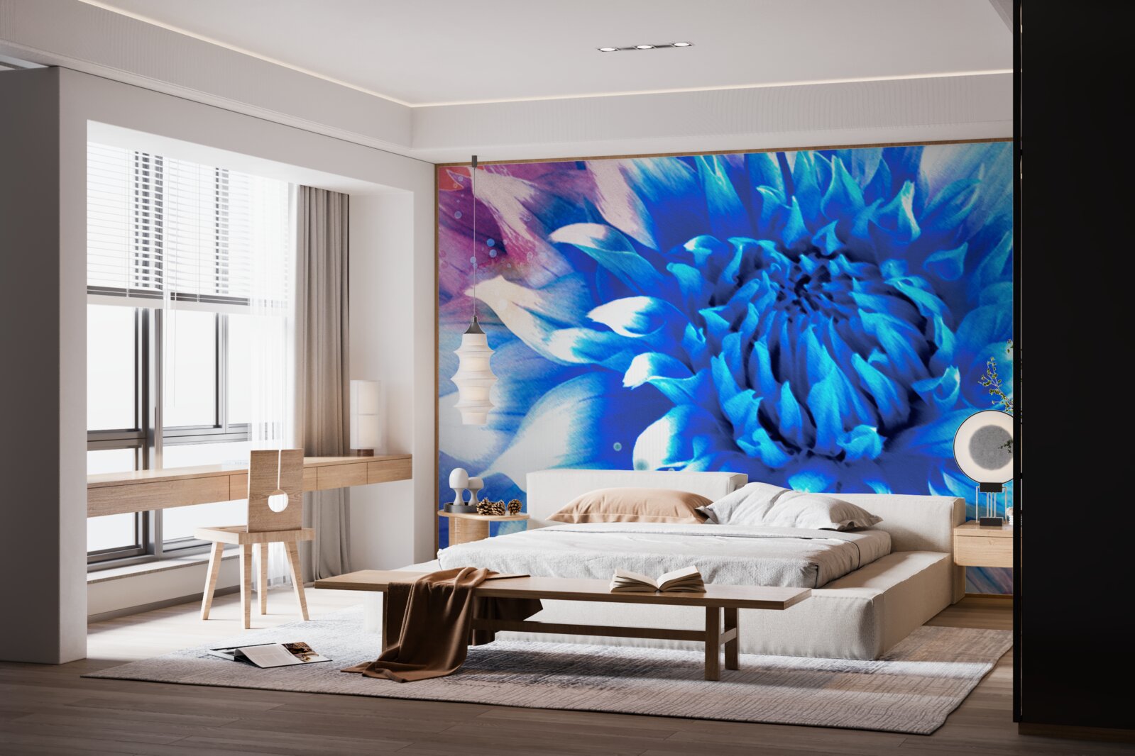 Papier peint bleu comme l'azur aster