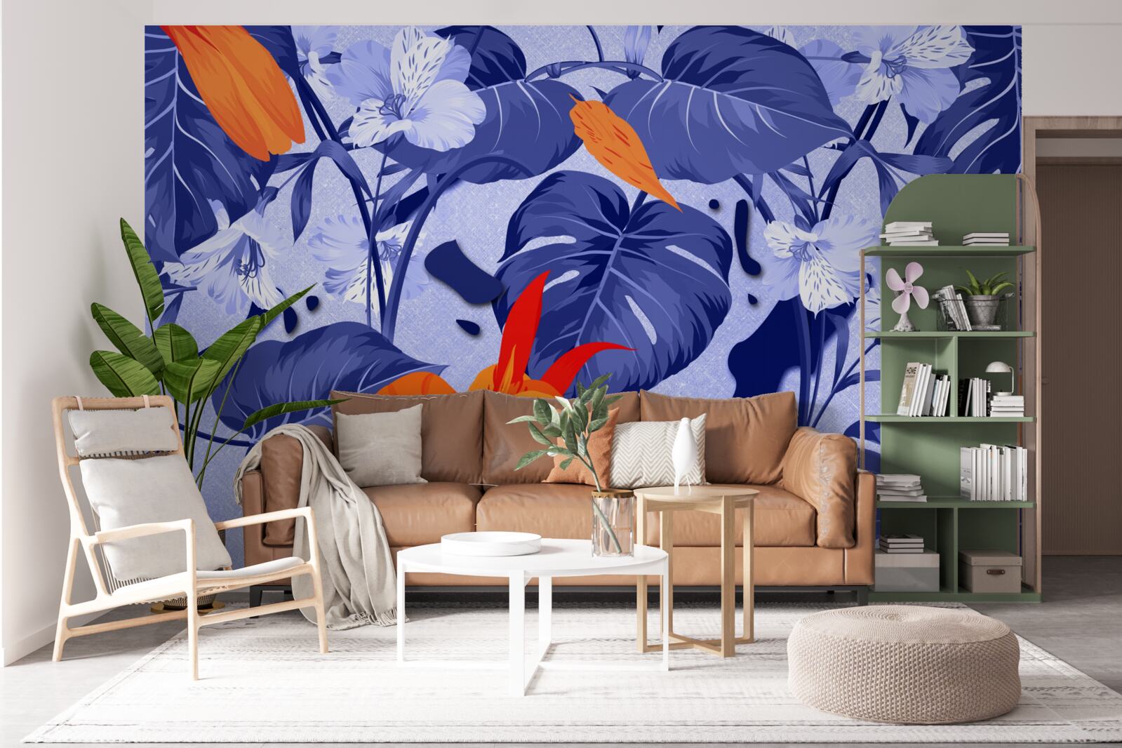 Papier peint lys tropical pêche
