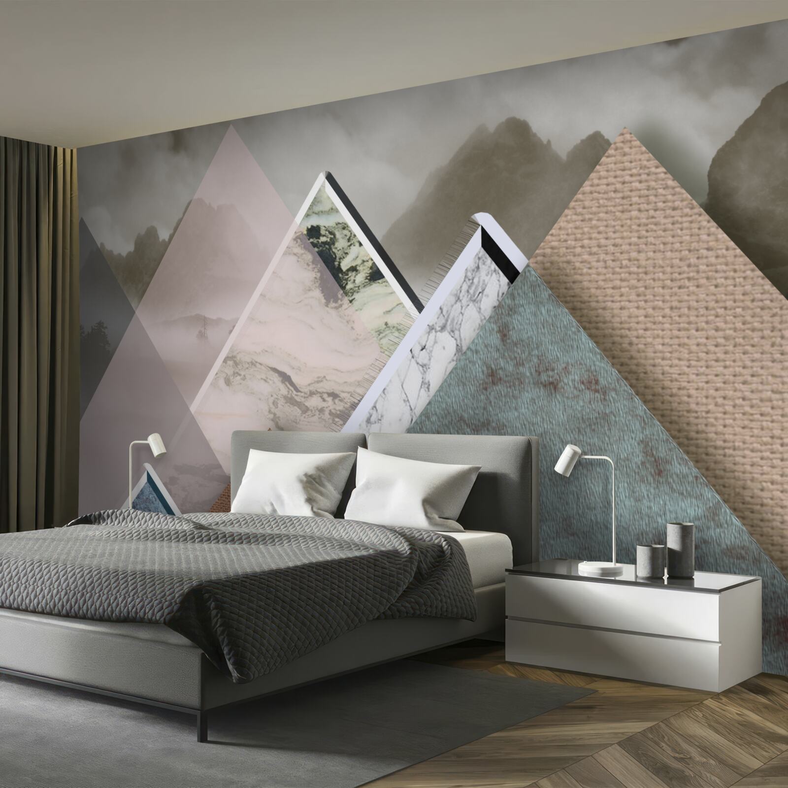 Papier peint triangles de différentes tailles représentant des montagnes colorées