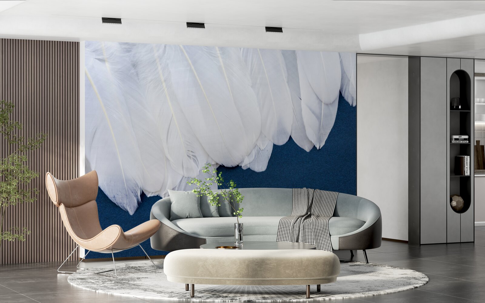 Papier peint plumes de différentes tailles, la blancheur de la neige