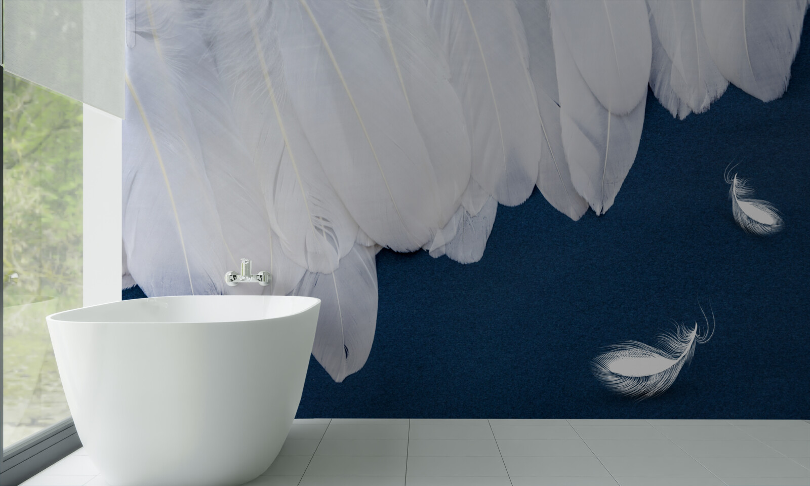 Papier peint plumes de différentes tailles, la blancheur de la neige