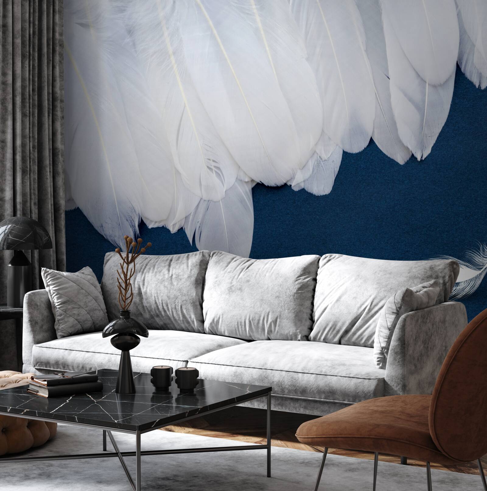 Papier peint plumes de différentes tailles, la blancheur de la neige