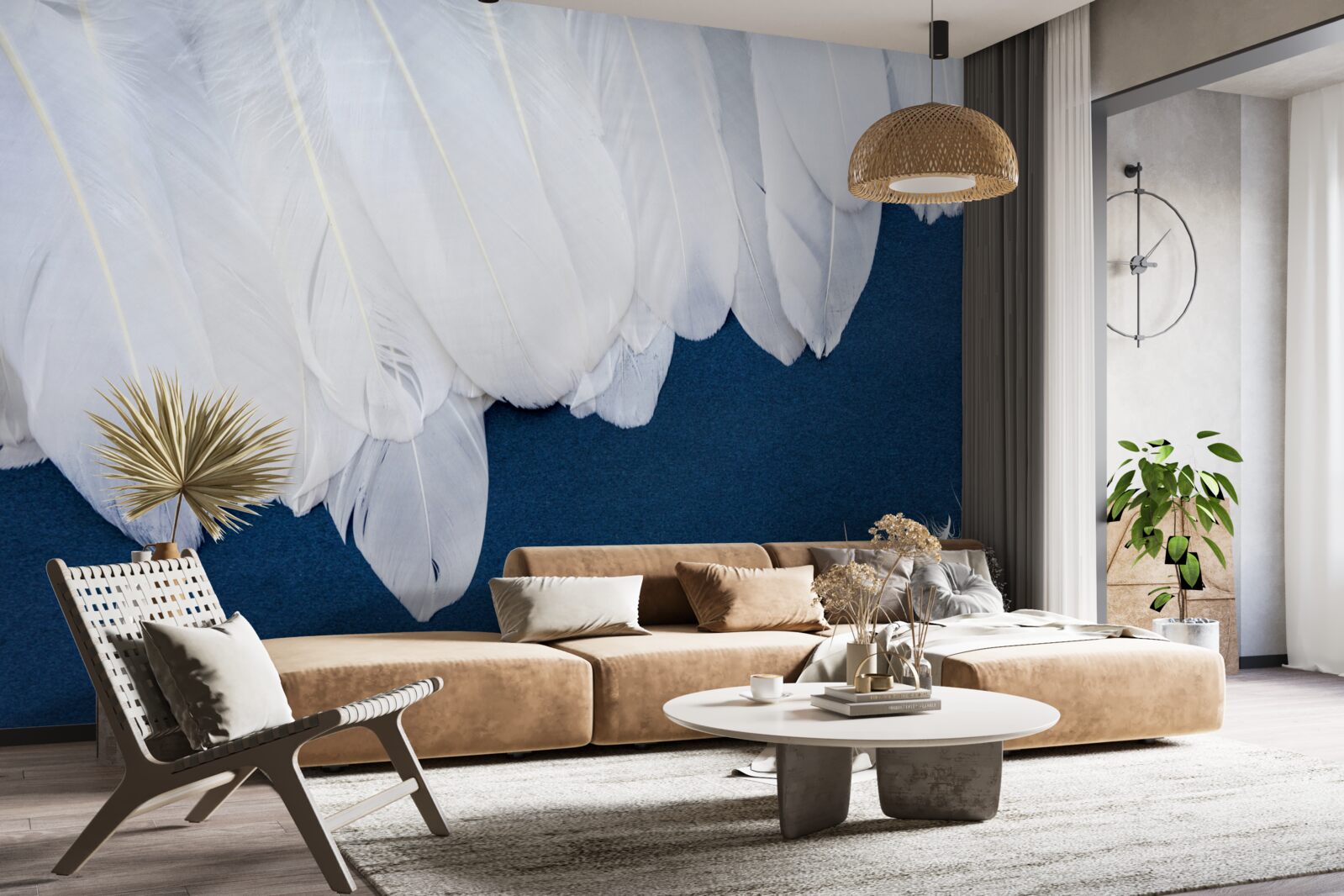 Papier peint plumes de différentes tailles, la blancheur de la neige