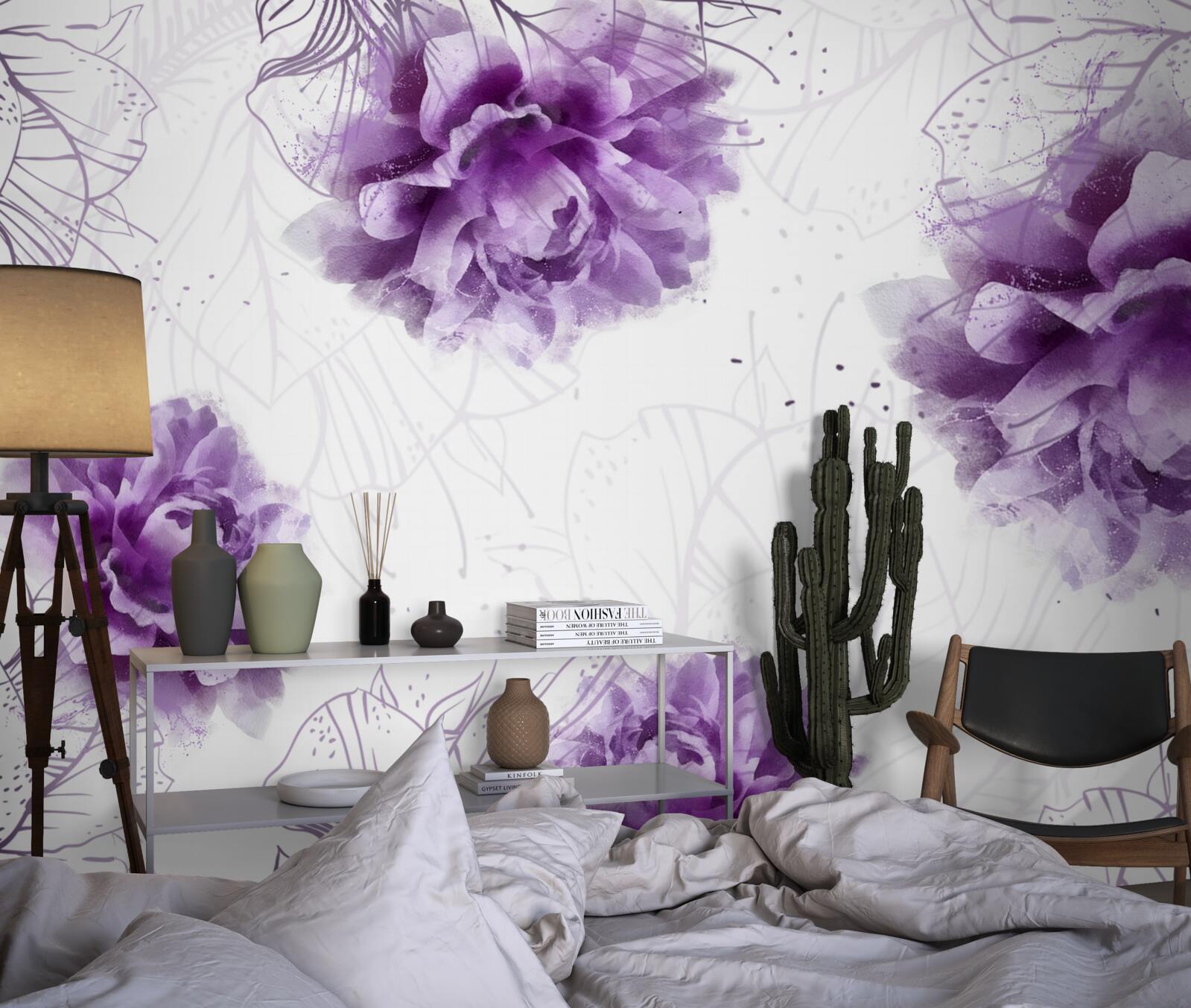 Papier peint les pivoines ont une belle teinte lilas