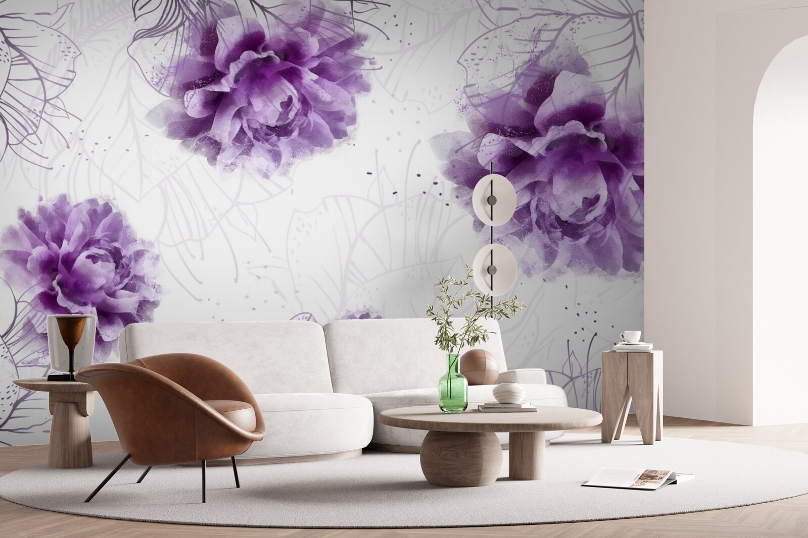 Papier peint les pivoines ont une belle teinte lilas