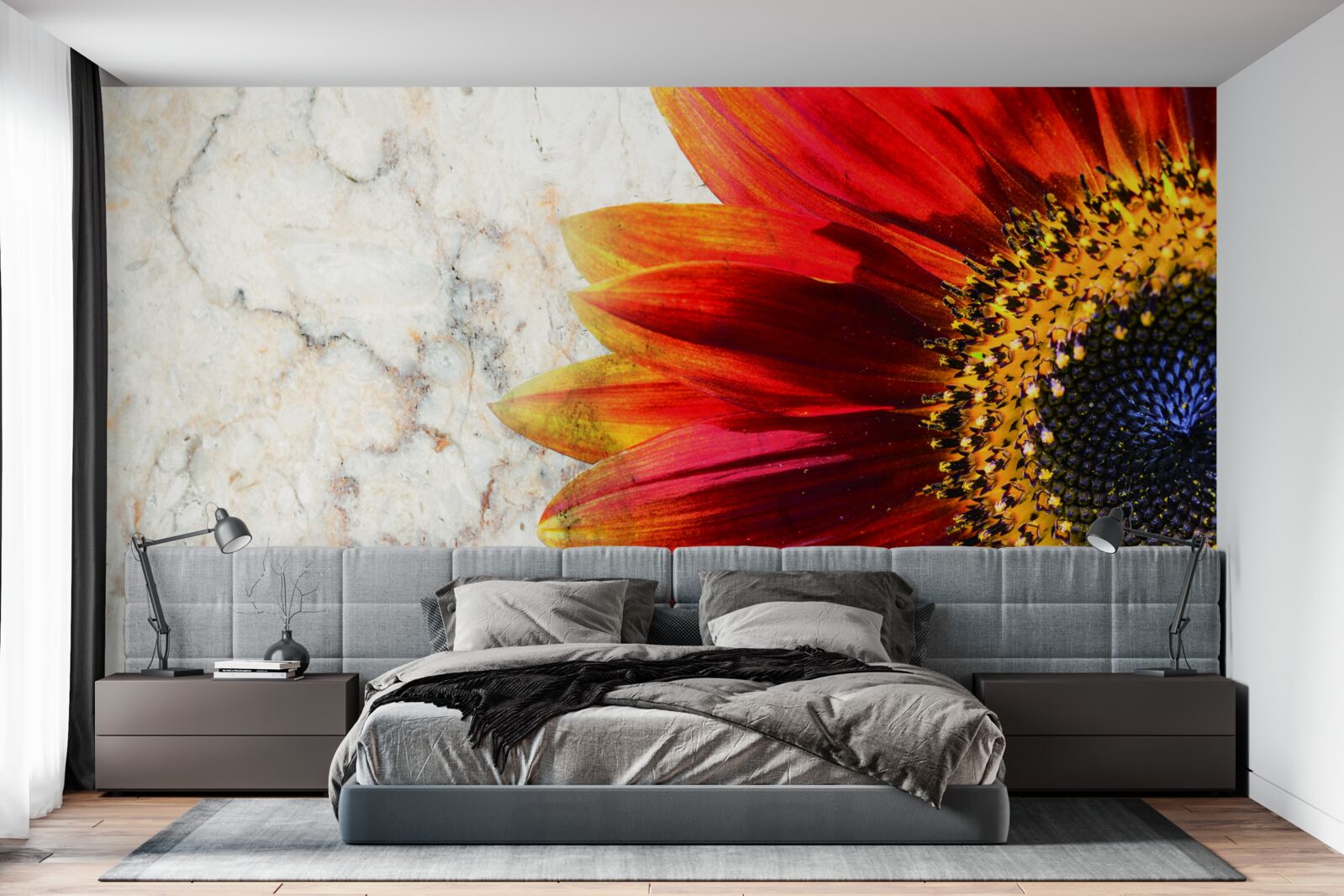 Papier peint énorme gerbera rouge-orange