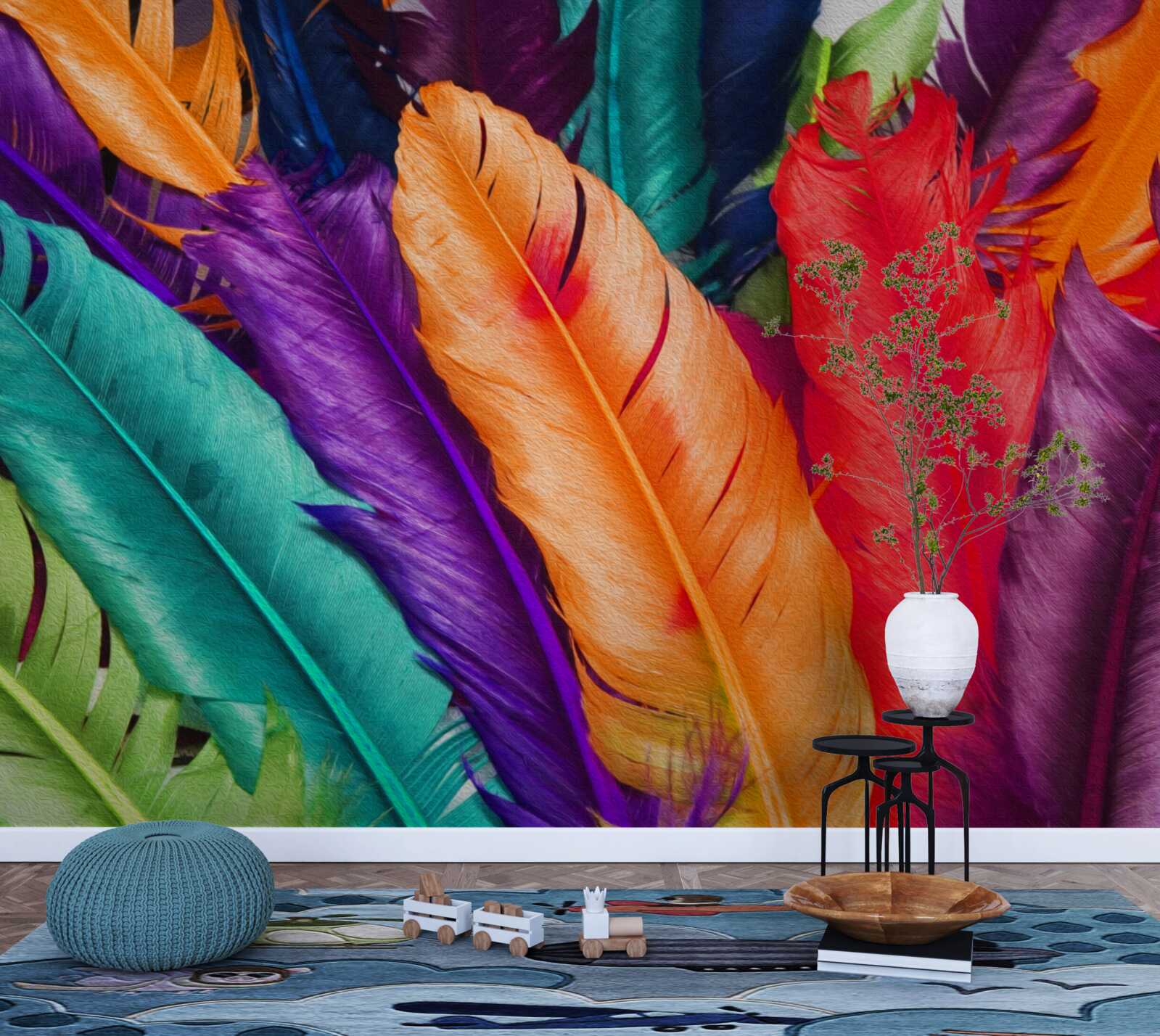 Papier peint longues plumes, riches en saturation