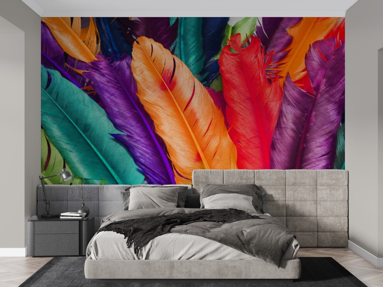 Papier peint longues plumes, riches en saturation