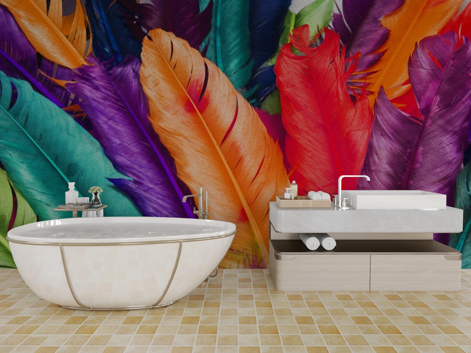 Papier peint longues plumes, riches en saturation