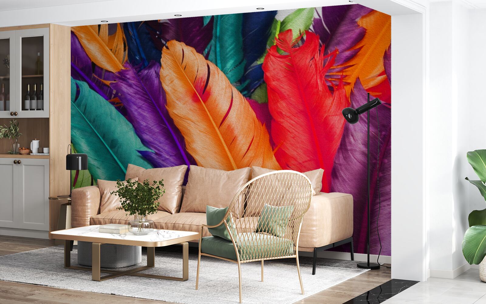 Papier peint longues plumes, riches en saturation