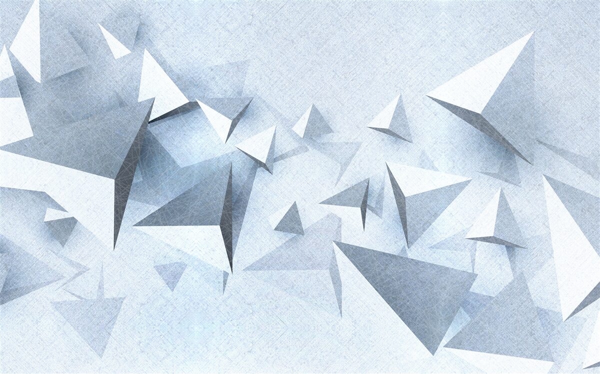 Papier peint les triangles volumétriques de différentes tailles sont blancs