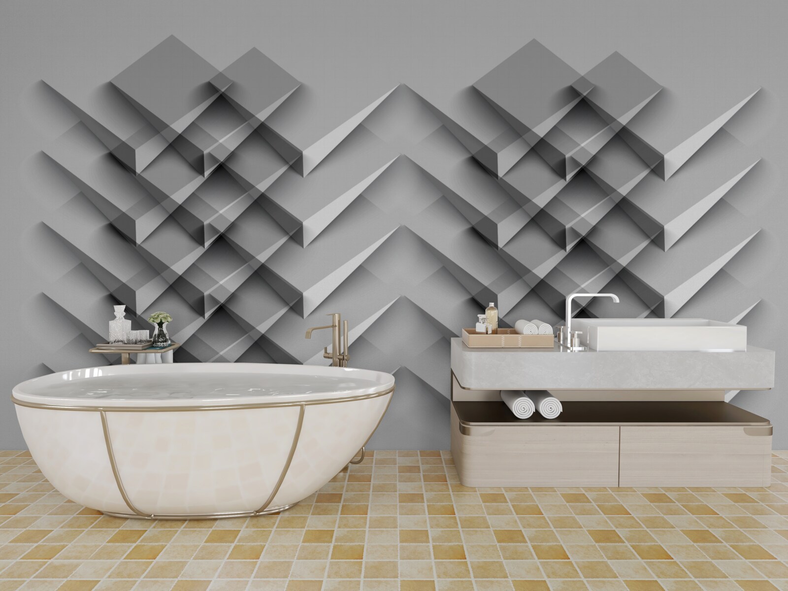 Papier peint Empilement de triangles en 3D